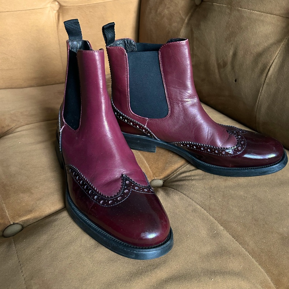 Burgundy BOEMOS Wingtip Chelsea Boots